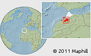 Savanna Style Location Map of Khemisset, highlighted parent region, hill shading