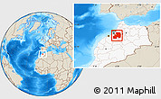 Shaded Relief Location Map of Khemisset, highlighted country
