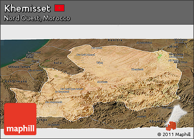 Satellite Panoramic Map of Khemisset, darken