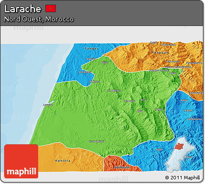 Political 3D Map of Larache