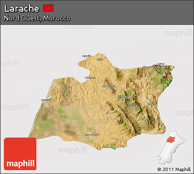 Satellite 3D Map of Larache, cropped outside