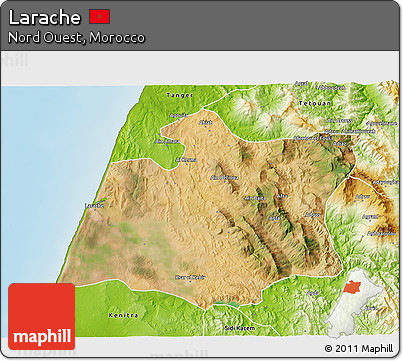 Satellite 3D Map of Larache, physical outside