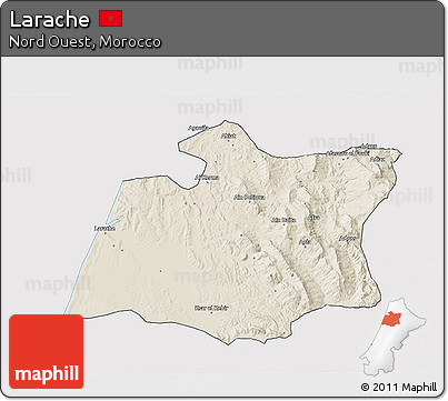 Shaded Relief 3D Map of Larache, cropped outside