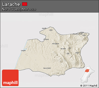 Shaded Relief 3D Map of Larache, cropped outside