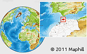 Physical Location Map of Larache, highlighted country