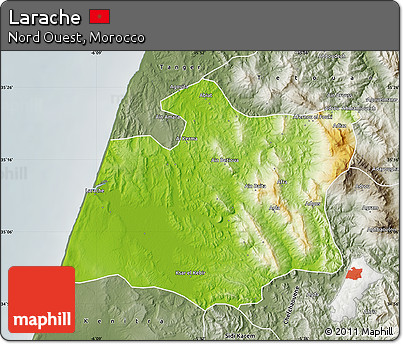Physical Map of Larache, semi-desaturated