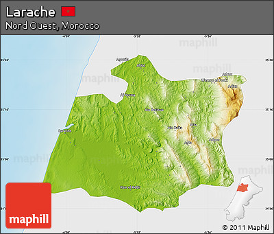 Physical Map of Larache, single color outside