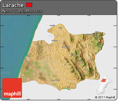 Satellite Map of Larache, single color outside