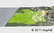 Physical Panoramic Map of Larache, darken, semi-desaturated