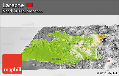 Physical Panoramic Map of Larache, desaturated