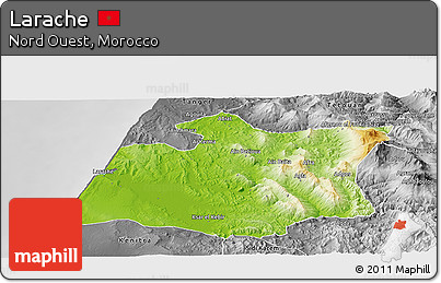 Physical Panoramic Map of Larache, desaturated