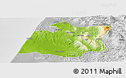 Physical Panoramic Map of Larache, lighten, desaturated