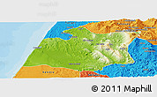 Physical Panoramic Map of Larache, political outside