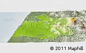 Physical Panoramic Map of Larache, semi-desaturated