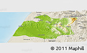 Physical Panoramic Map of Larache, shaded relief outside