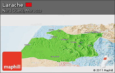 Political Panoramic Map of Larache, lighten