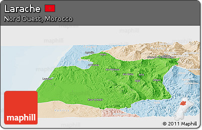 Political Panoramic Map of Larache, lighten