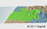 Political Panoramic Map of Larache, semi-desaturated