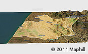 Satellite Panoramic Map of Larache, darken