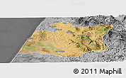 Satellite Panoramic Map of Larache, desaturated