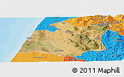 Satellite Panoramic Map of Larache, political outside