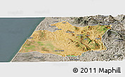 Satellite Panoramic Map of Larache, semi-desaturated