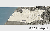 Shaded Relief Panoramic Map of Larache, darken