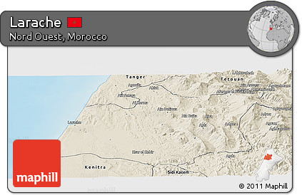 Shaded Relief Panoramic Map of Larache
