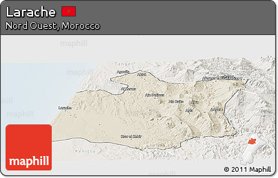 Shaded Relief Panoramic Map of Larache, lighten