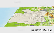 Shaded Relief Panoramic Map of Larache, physical outside