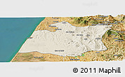 Shaded Relief Panoramic Map of Larache, satellite outside