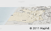 Shaded Relief Panoramic Map of Larache, semi-desaturated