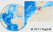Shaded Relief Location Map of Nord Ouest, within the entire country