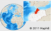 Shaded Relief Location Map of Nord Ouest, highlighted country