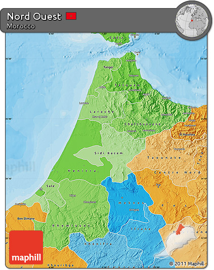 Political Shades Map of Nord Ouest