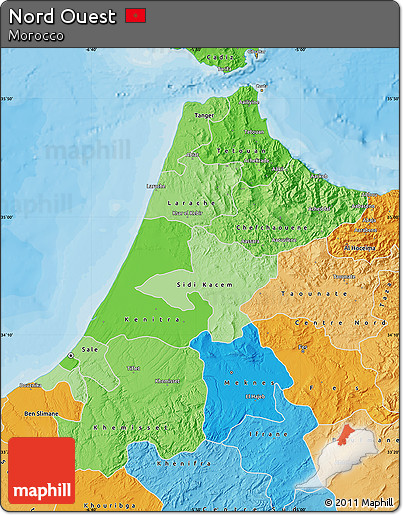 Political Shades Map of Nord Ouest