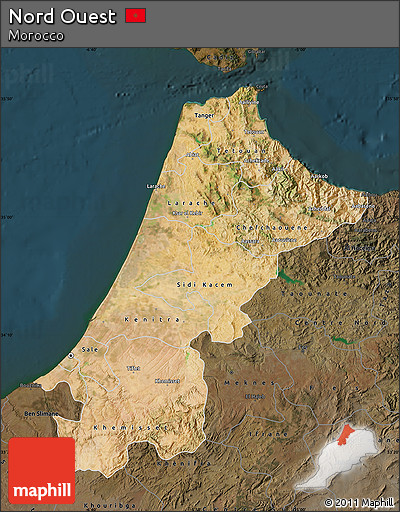 Satellite Map of Nord Ouest, darken