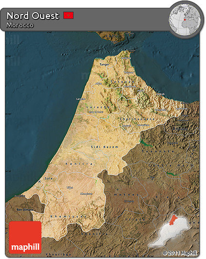 Satellite Map of Nord Ouest, darken
