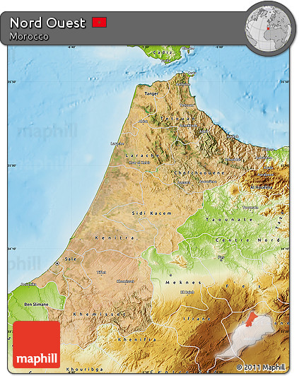 Satellite Map of Nord Ouest, physical outside
