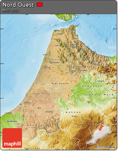 Satellite Map of Nord Ouest, physical outside