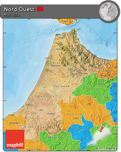 Satellite Map of Nord Ouest, political outside