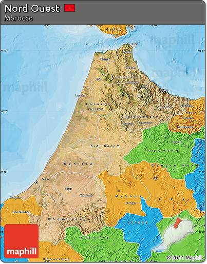 Satellite Map of Nord Ouest, political outside
