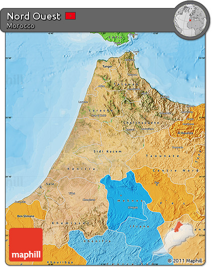 Satellite Map of Nord Ouest, political shades outside