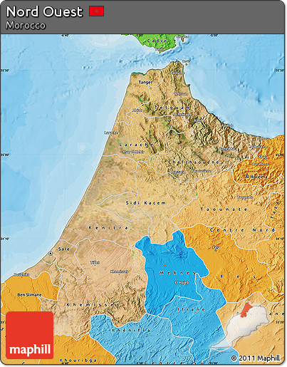 Satellite Map of Nord Ouest, political shades outside