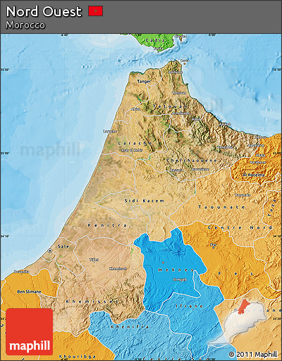 Satellite Map of Nord Ouest, political shades outside