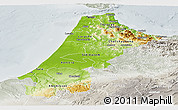 Physical Panoramic Map of Nord Ouest, lighten, semi-desaturated