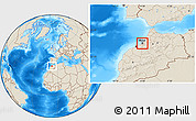 Shaded Relief Location Map of Rabat