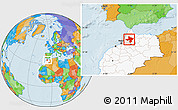 Political Location Map of Sidi Kacem, highlighted country