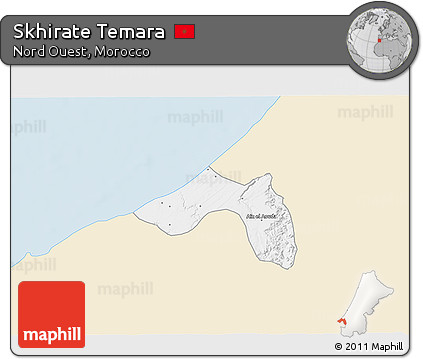 Classic Style 3D Map of Skhirate Temara, single color outside