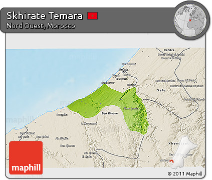 Physical 3D Map of Skhirate Temara, shaded relief outside